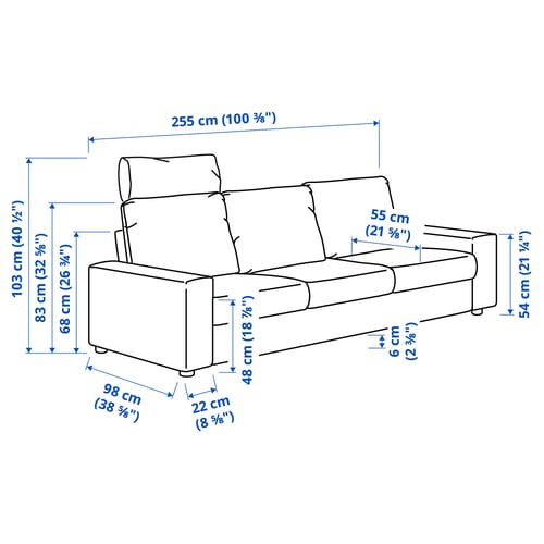 Illustration med mått för produkten: VIMLE.