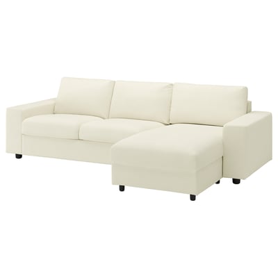 VIMLE 3-sitssoffa med schäslong, med breda armstöd/Johanneshov off-white