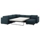 VIMLE blågrön bäddsoffa i sektion med utdragbar madrass, modern design.