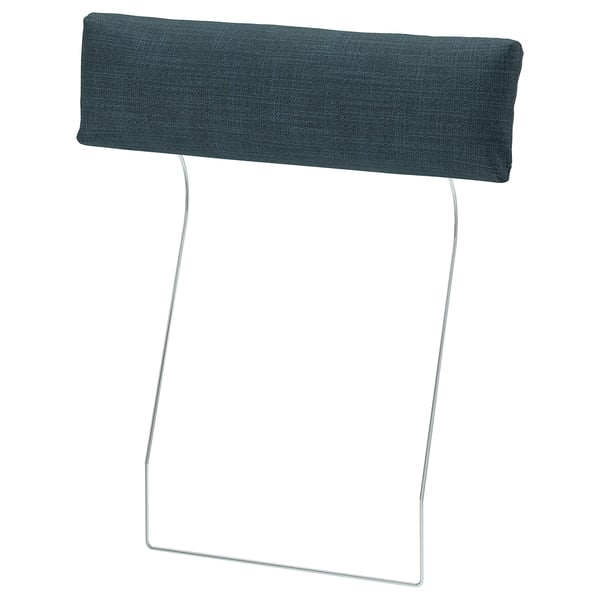 VIMLE soffa nackstöd i mörkblått tyg med elegant metallram, ger nackstöd.