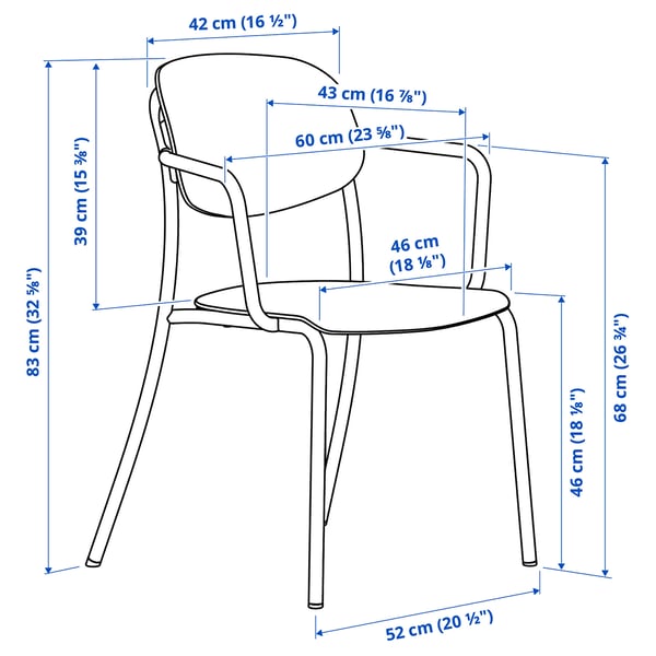 Illustration med mått för produkten: VISINGSÖ.