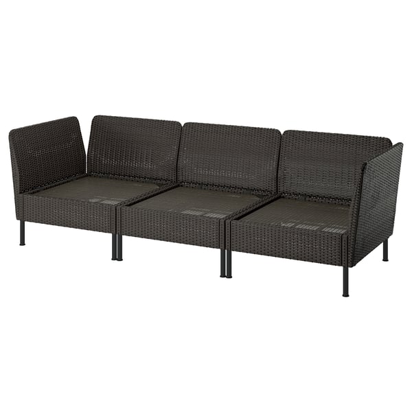 VITTSKÄR 3-sits modulsoffa, armstöd utomhus/konstrotting mörkgrå