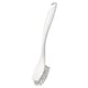 ANTAGEN white dish brush, hook handle, stiff bristles, recyclable plastic.