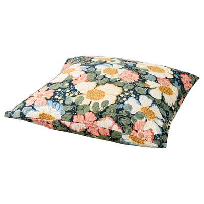 ARENBOK pillow, floral print, dark background, rectangular shape, colourful floral design.