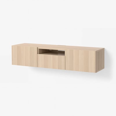 BESTÅ TV bench, white stained oak effect/Lappviken white stained oak effect, 180x42x39 cm