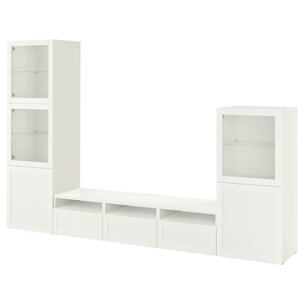 White BESTÅ tv storage combo, modern minimalist design.