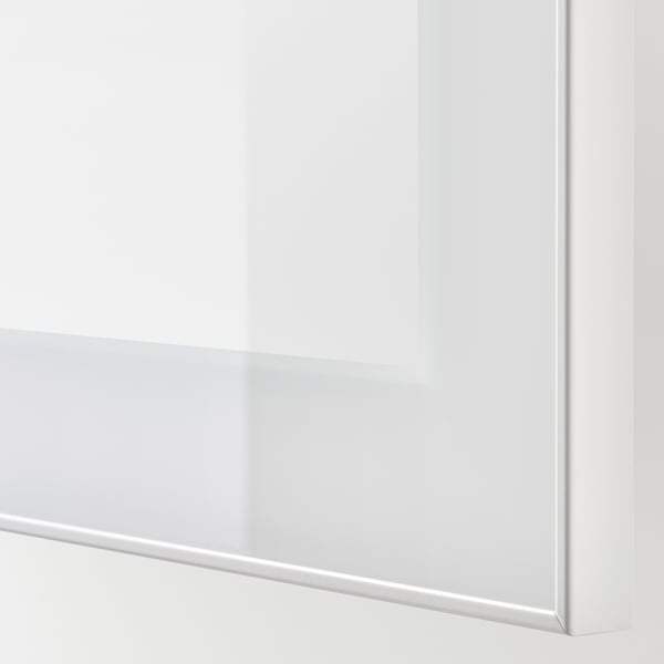 Close-up of sleek, modern white cabinet edge; smooth, shiny finish; clean lines suggest quality and durability.