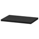 Black rectangular shelf, part of the BILLY bookcase series, made from particleboard with plastic edging and paper foil.