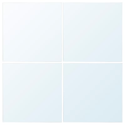 Four mirrors, neatly arranged, framed, with plastic film.