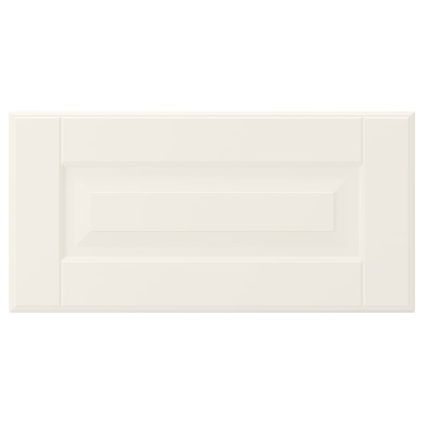 BODBYN kitchen cabinet, off-white, bevelled panels, lacquered fiberboard, rectangular, traditional design.