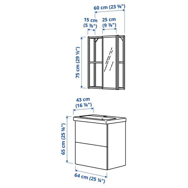 ENHET Bathroom, white, 64x43x65 cm