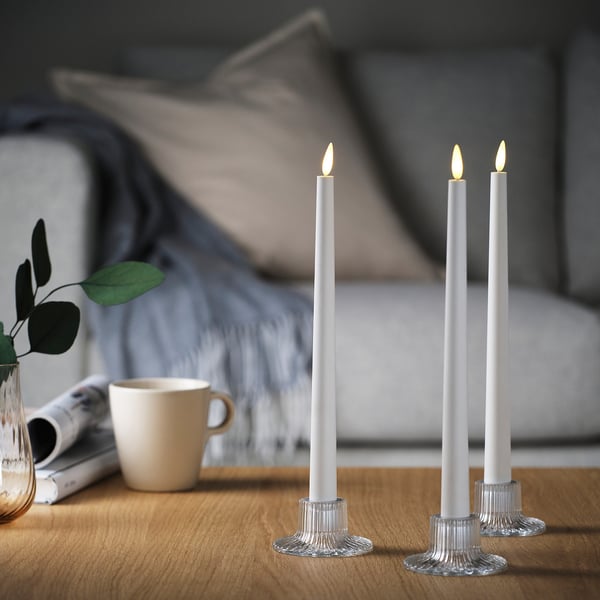 FINSMAK Candlestick, clear glass, 4 cm