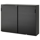Black GALANT office storage cabinet with 2 sliding doors, lock, adjustable shelves.