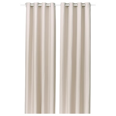 Beige GINSTMOTT curtains, fabric: recycled polyester, stainless steel eyelets.