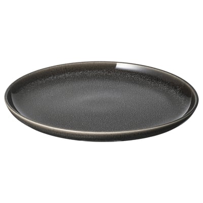 Dark grey GLADELIG side plate, circular, smooth edge, reactive glaze texture.