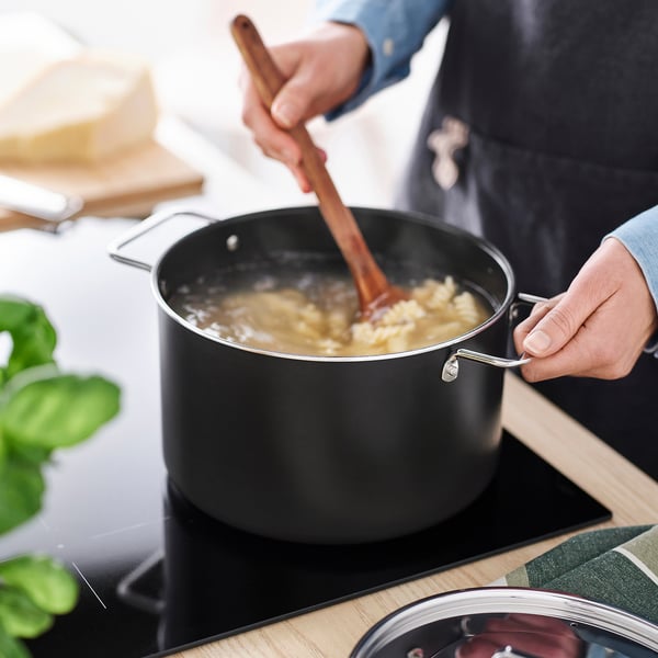 GULDÖRING Pot with lid, non-stick coating stainless steel/black-grey, 5 l