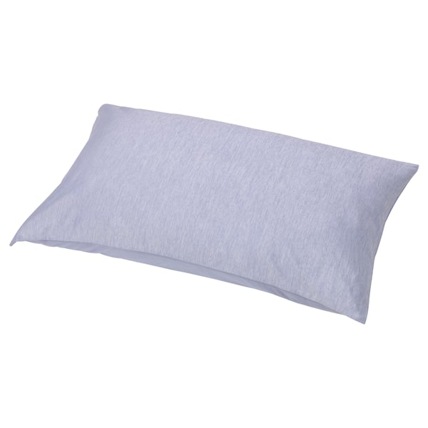 A HÖSTVÄDD pillow. It is blue with a rectangular shape and solid colour design, made from recycled polyester and nylon-viscose blend.