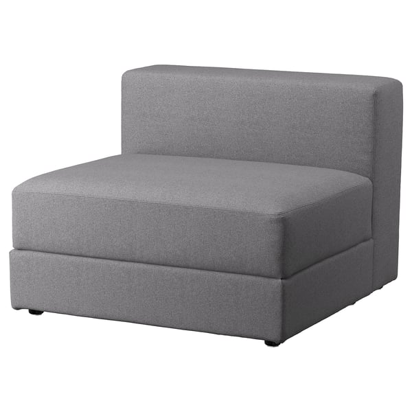 Grey JÄTTEBO sofa with storage, modern minimalist design.