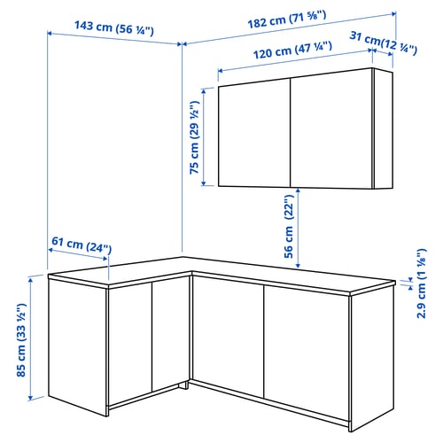 Illustration with measurements for the product: KNOXHULT.