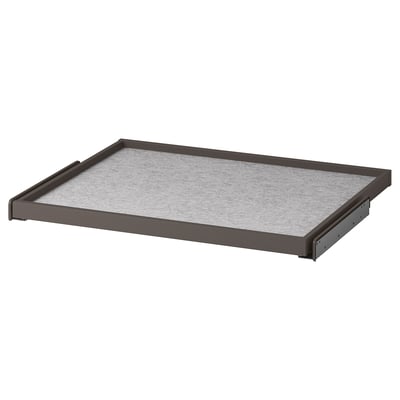 KOMPLEMENT pull-out tray, grey, with felt mat, dark frame, rectangular, minimalist.