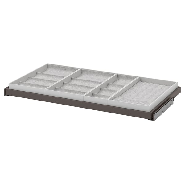 KOMPLEMENT sliding organiser tray with felt lining for small accessories.