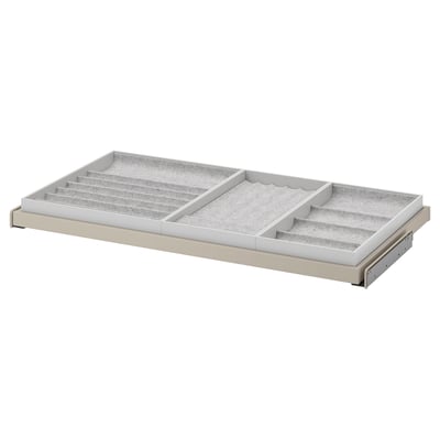 KOMPLEMENT pull-out tray, beige, wood & plastic, rectangular, dividers for accessories.