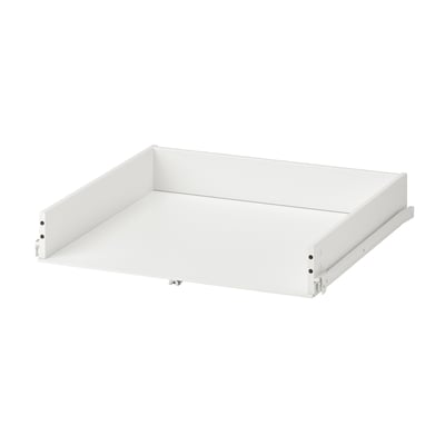 A white KONSTRUERA drawer. The drawer is square-shaped with a smooth design, suitable for cabinet storage. It is made of fibreboard and particleboard.
