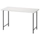 LAGKAPTEN desk: white top, black metal legs. Rectangular, modern design.