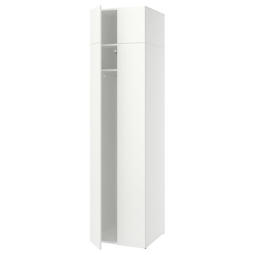 A white LASTARE wardrobe with adjustable feet.
