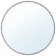 Round black-framed mirror with sleek design, perfect for adding depth to rooms.