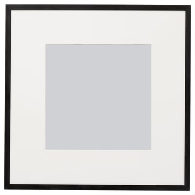 A LOMVIKEN black square picture frame with clear plastic front protection, suitable for wall hanging.