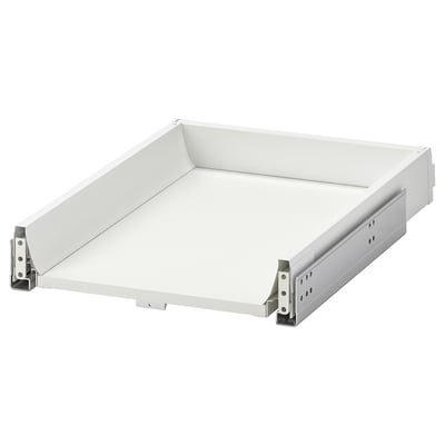 MAXIMERA white drawer, sleek design, strong steel drawer runners, amply sized, light grey particleboard body.