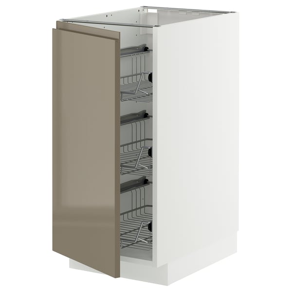 METOD kitchen cabinet, high gloss white, pull-out racks.