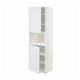 A white METOD kitchen cabinet with adjustable shelves and open doors, featuring a simple and modern design.