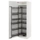 White METOD pull-out pantry with metal shelves.