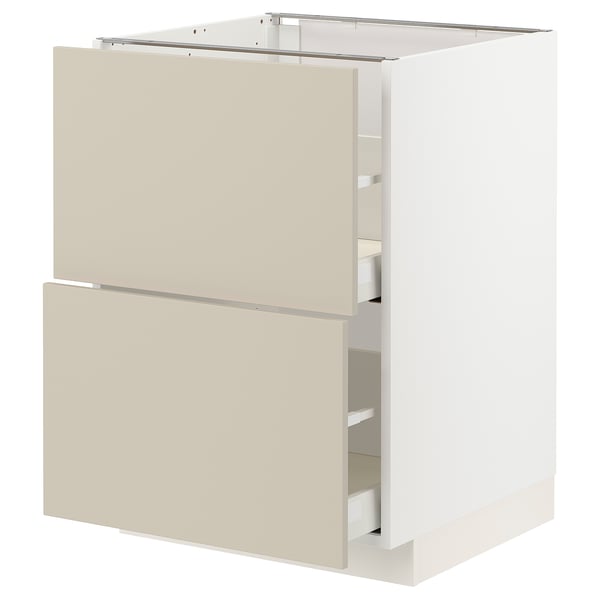 Beige METOD kitchen cabinet with drawers