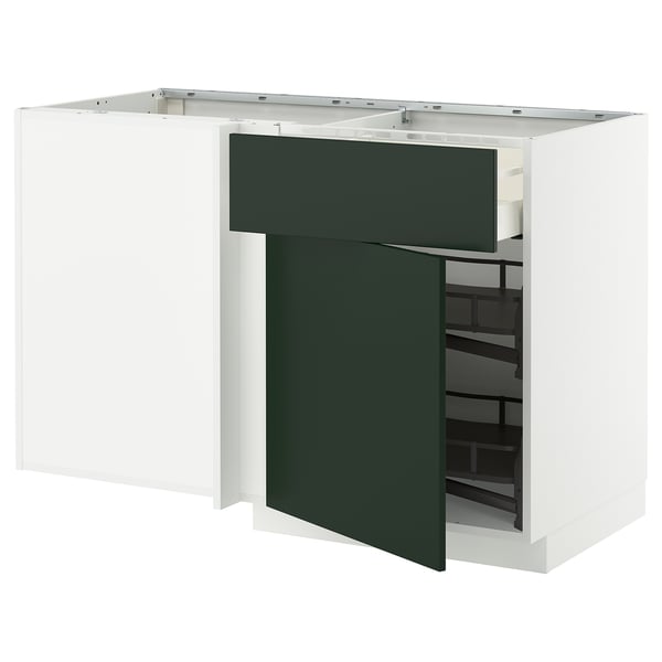 METOD kitchen unit in dark green, white, rectangle, modern design.