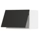 Modern black kitchen cabinet, sleek rectangular shape, matt finish, with inner shelving.