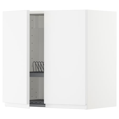 A white METOD kitchen unit with a built-in black dish drainer.