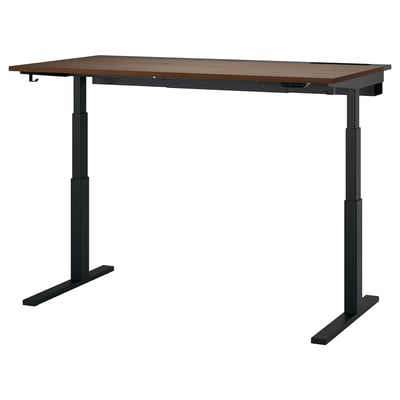MITTZON sit-stand desk: wood top, black frame, adjustable height.