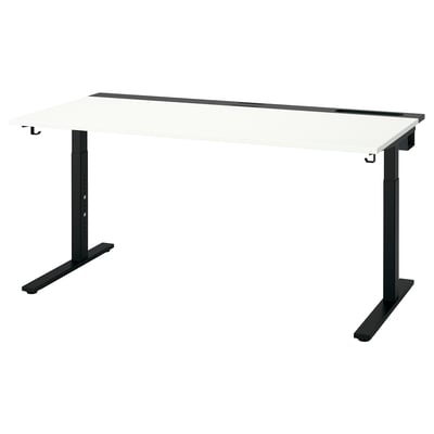MITTZON desk: white top, black base, adjustable height.