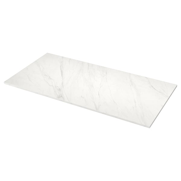 MÖCKLARP Custom made worktop, matt white lively marble effect/high pressure porcelain, 1 m²x4.0 cm