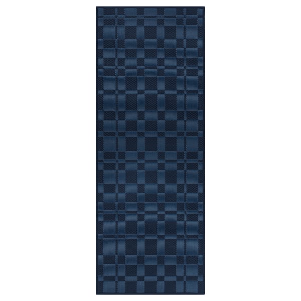 NATTÅG bath mat, black, rectangular, grid pattern, recycled polyester.