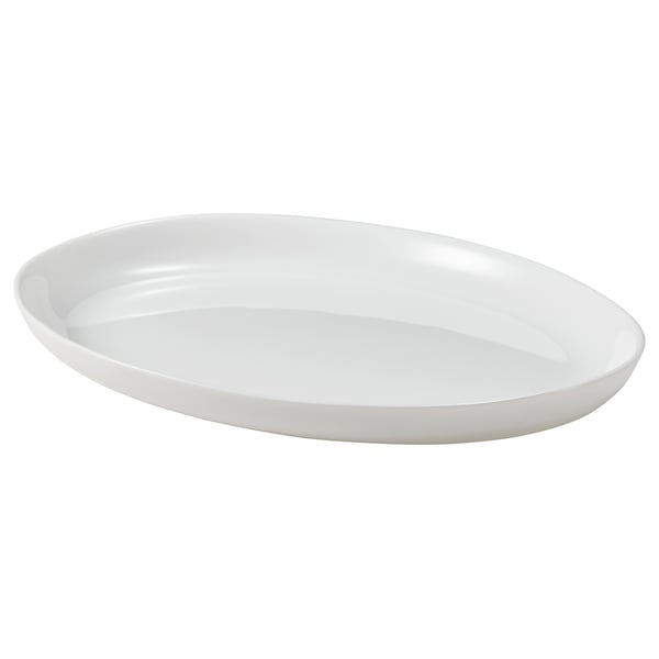 A white, oval-shaped OFTAST serving dish made of tempered glass with a smooth edge.