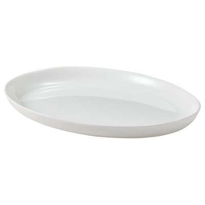 A white, oval-shaped OFTAST serving dish made of tempered glass with a smooth edge.
