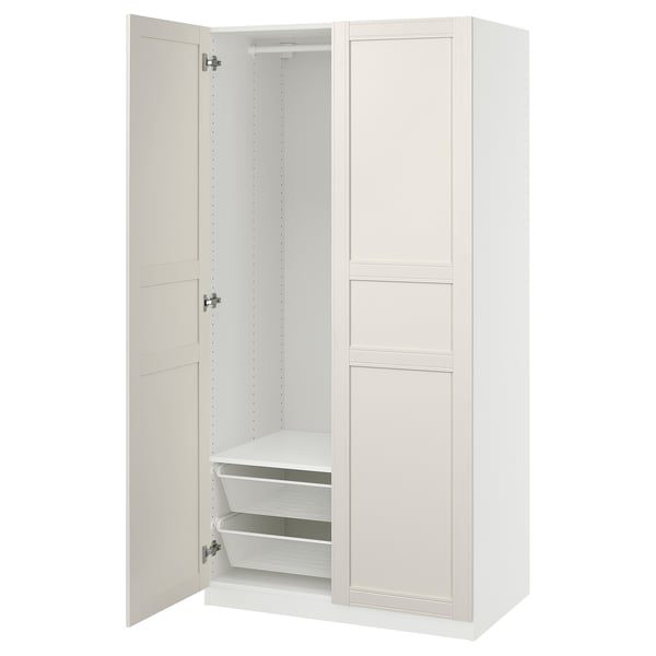 PAX / FLISBERGET Wardrobe combination, white/off-white, 100x60x201 cm