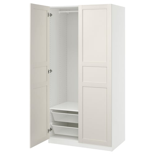 PAX / FLISBERGET Wardrobe combination, white/off-white, 100x60x201 cm