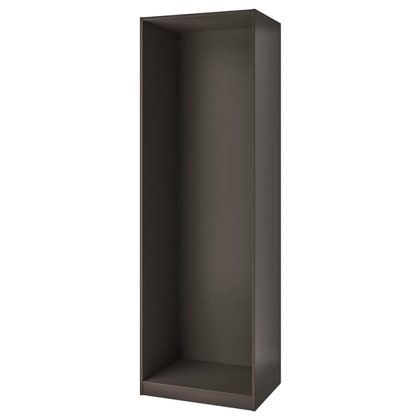 Black PAX wardrobe frame, rectangular, sleek design.