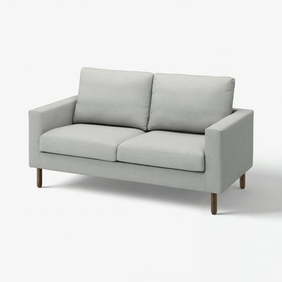 This is a grey SALTSJÖBADEN sofa with wooden legs, featuring a clean design, comfortable cushions, and removable, washable cover.
