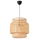 A SINNERLIG bamboo pendant lamp with warm, tiered design and decorative light pattern.